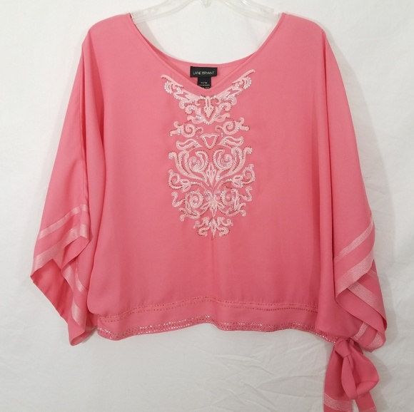 Lane Bryant Tops - NWOT Lane Bryant Kimono Bead Sequin Tie Blouse Top
